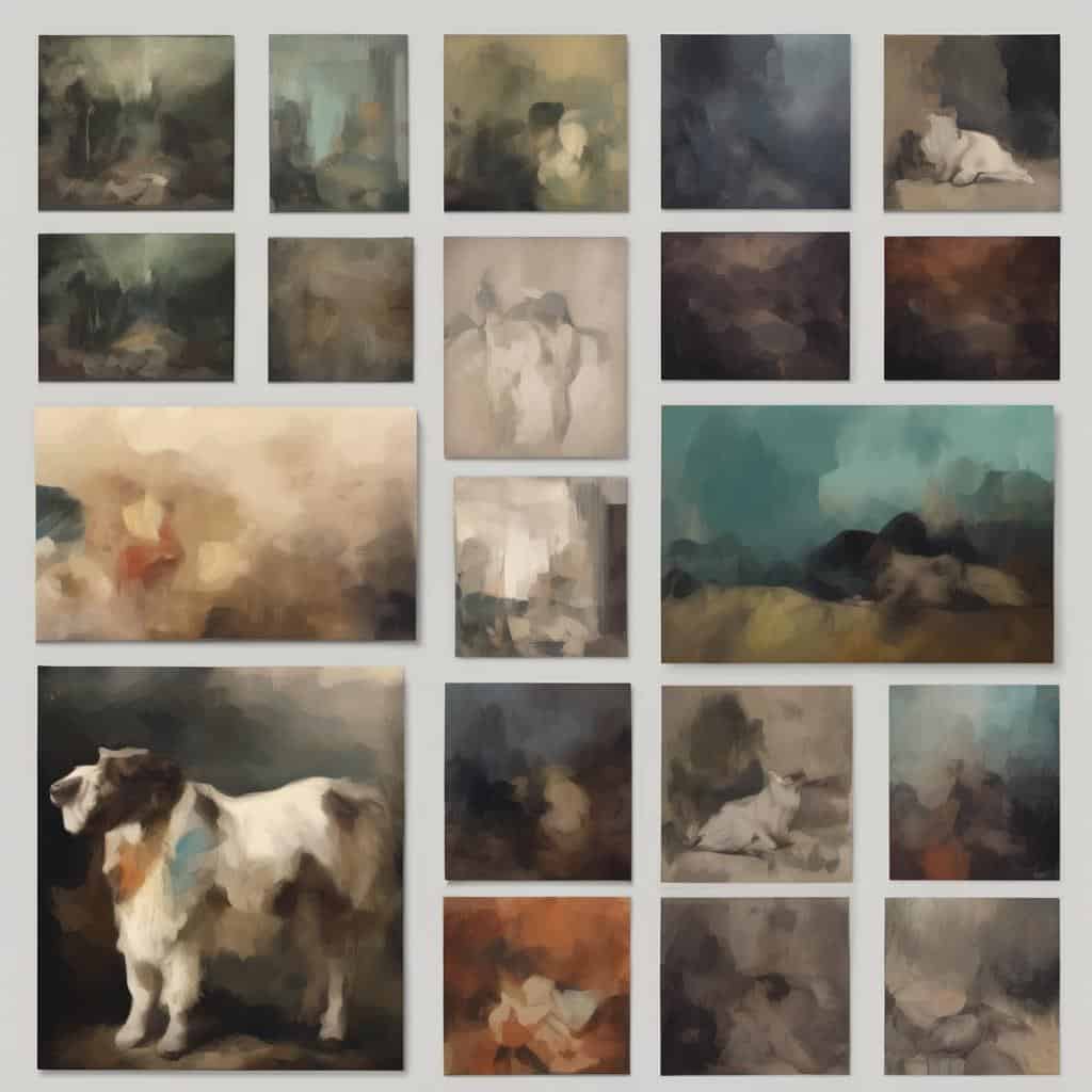 Οπίσθιο μέρος από πίνακες ζωγραφικής με έμφαση στην ψυχολογική έκφραση και τέχνη.