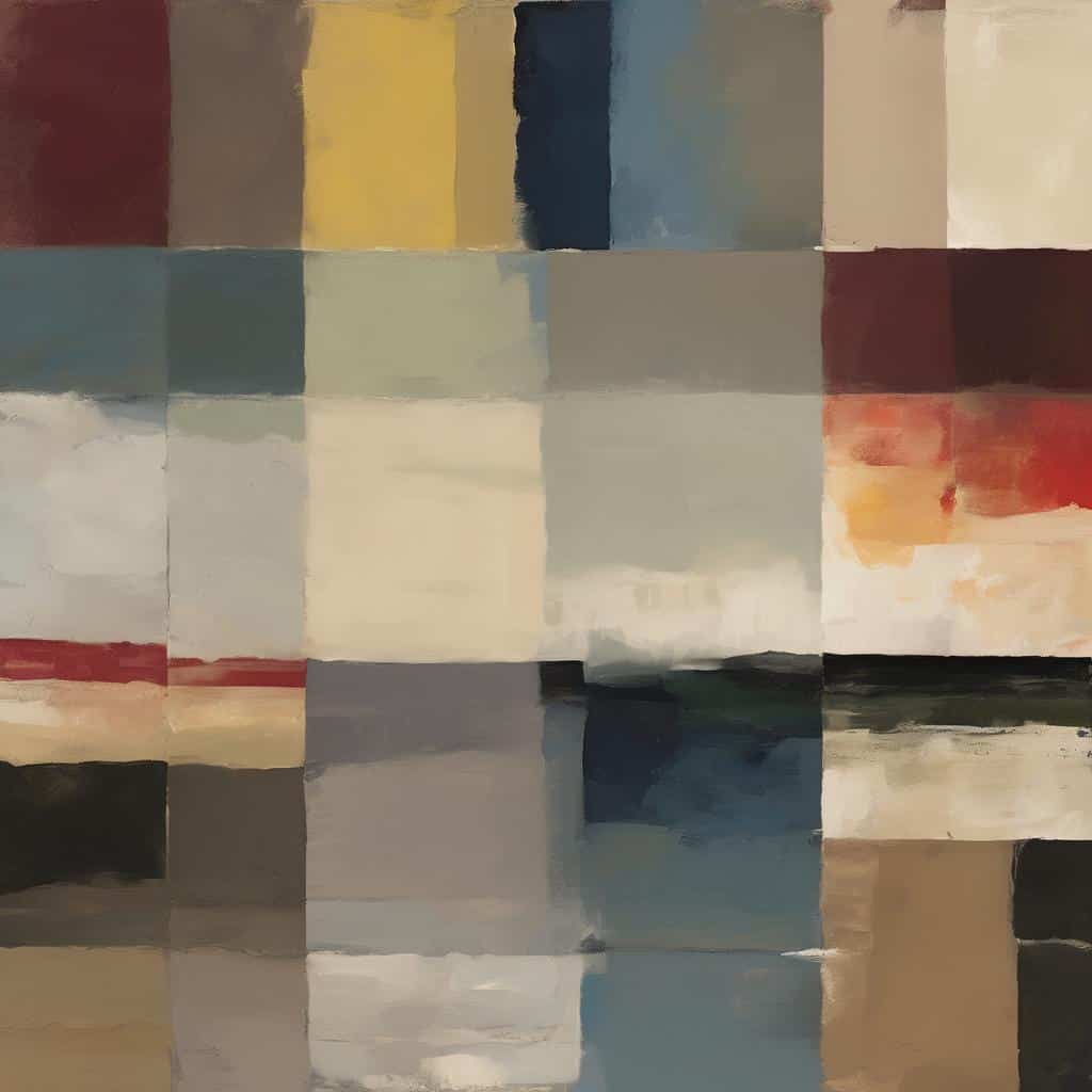 Ζωγραφικό έργο με αφηρηστικά χρώματα και σχήματα, εκφραστικό και δημιουργικό τέχνη, ψυχολογική έκφραση καλλιτέχνη.